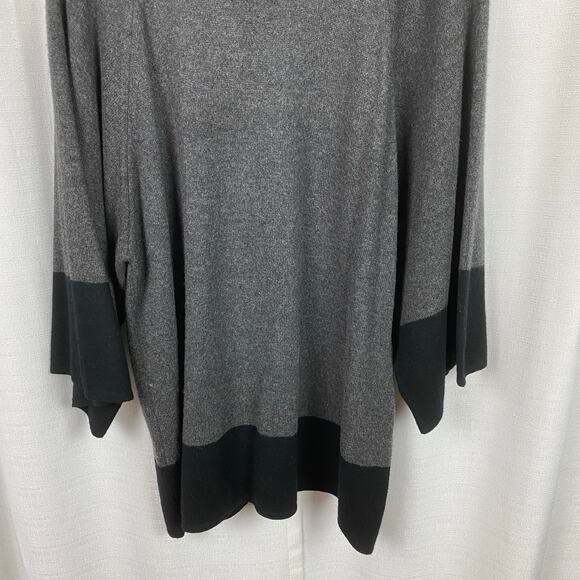 Kinross Cashmere Gray&Black 3/4 Sleeve Turtleneck Cashmere Sweater Sz.XL - Picture 7 of 8